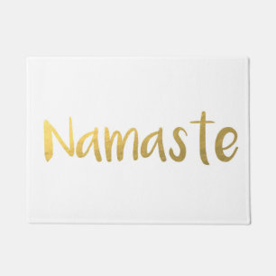 Tapete Esteira branca & Dourado do assoalho de Namaste