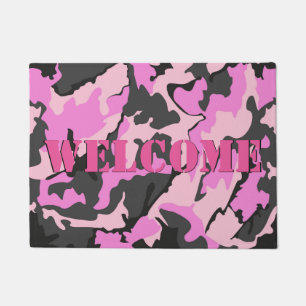 Tapete Esteira de porta BEM-VINDA cor-de-rosa de Camo,