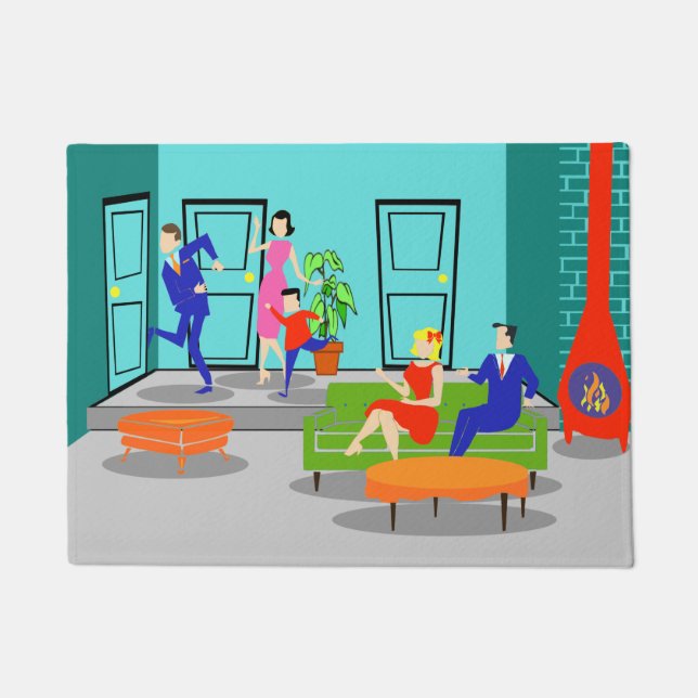 Tapete Esteira de porta clássica retro da televisão (Frente)