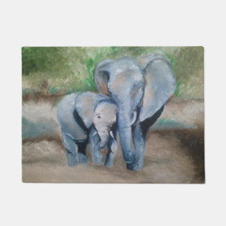 Tapete Esteira de porta da pintura a óleo do elefante da