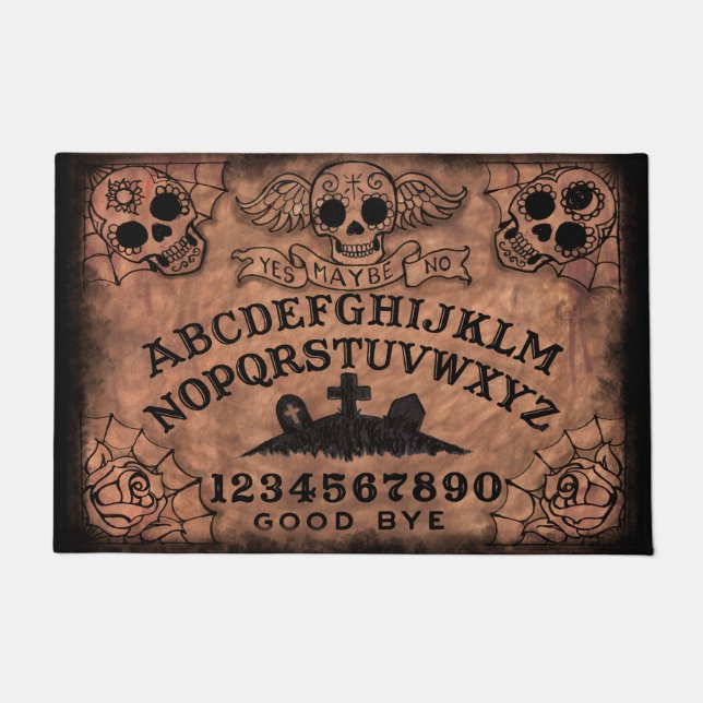 Tapete Esteira de porta do conselho da bruxa do crânio do (Frente)