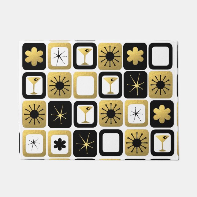 Tapete Esteira de porta Dourado glamoroso retro (Frente)