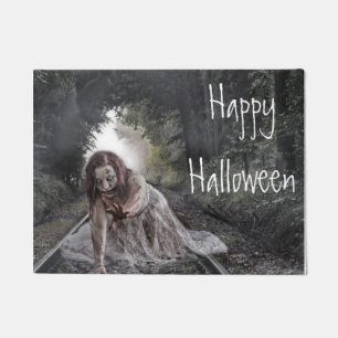 Tapete Esteira de porta feliz da menina do zombi do Dia