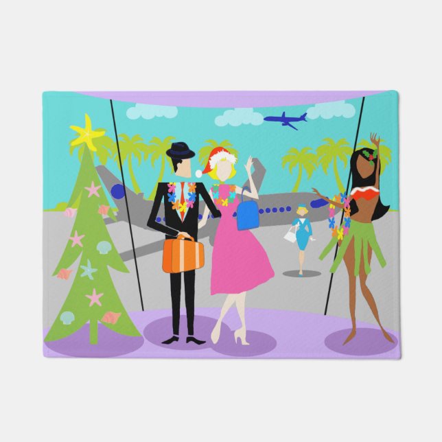 Tapete Esteira de porta havaiana retro do Natal (Frente)