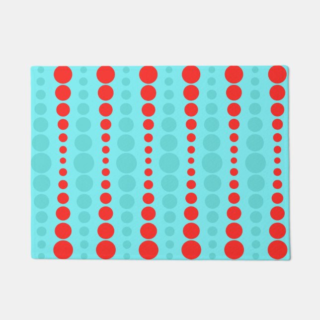 Tapete Esteira de porta retro dos pontos do vermelho e da (Frente)