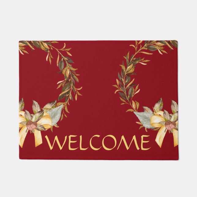 Tapete Esteira de porta rústica da grinalda do feriado, (Frente)