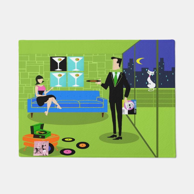 Tapete Esteira de porta urbana retro do casal dos (Frente)