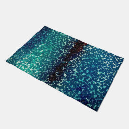 Tapete Estilo de mosaico azul cianês em vidro martelado g