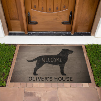 Tapete Estilo Russo de Cachorro Negro Labrador Personaliz