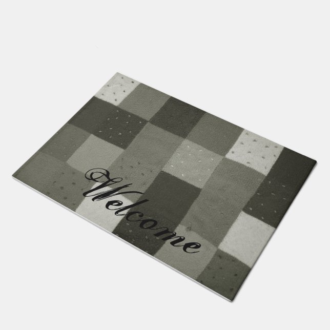 Tapete estilo vintage patchwork tecido design preto branc (Inclinado)