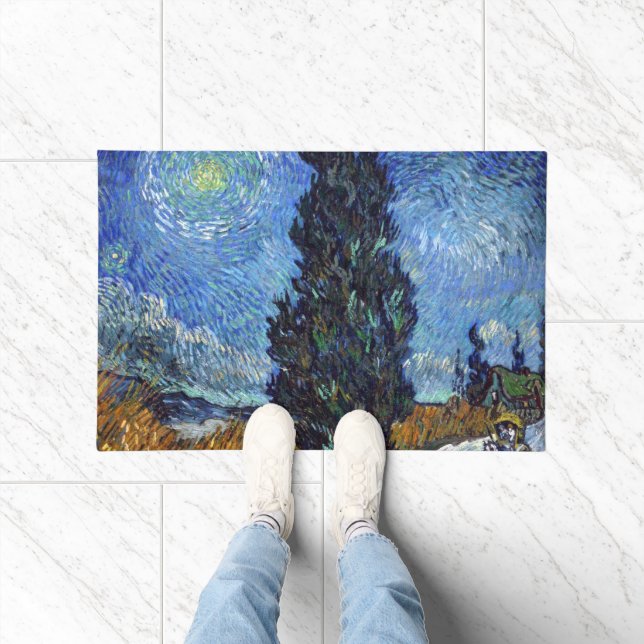 Tapete Estrada com Ciprestes Impressionismo de Van Gogh (Interior)