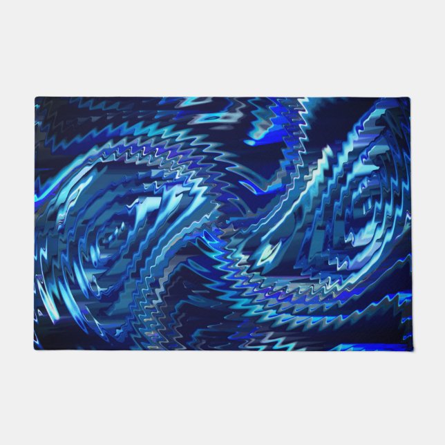 Tapete Estrela azul ondulada com traçados em ziguezague (Frente)