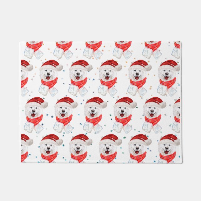 Tapete Estrelas de Natal Samoyed Dog Breed (Frente)