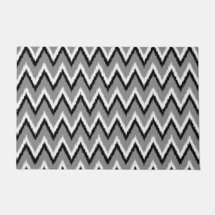 Tapete Estrias Ikat Chevron, Cinzas/Cinzas, Pretas e Bran