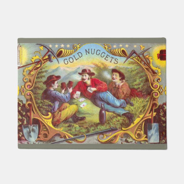 Tapete Etiqueta de Cigarro Antiquado com Nuvens Douradas (Frente)