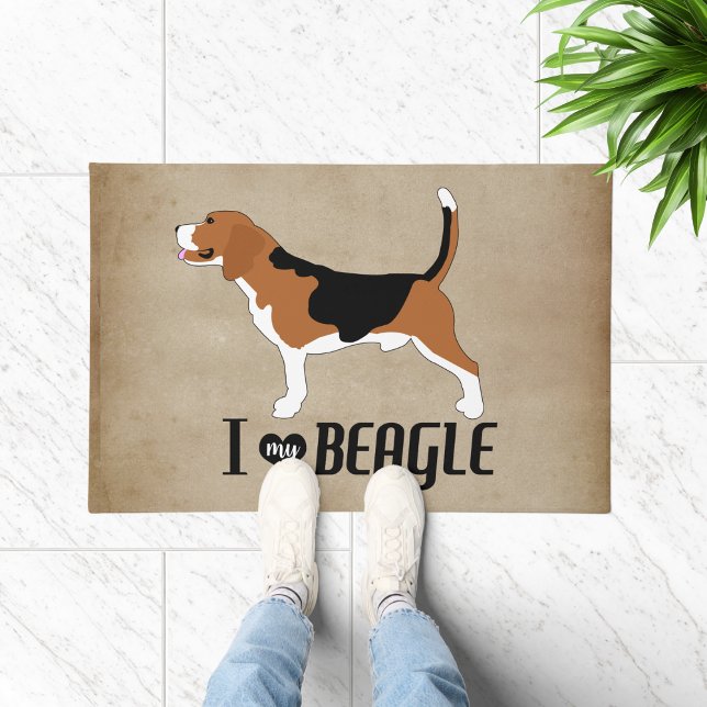 Tapete Eu Amo a minha Beagle Rustic (I love my Beagle Doormat)