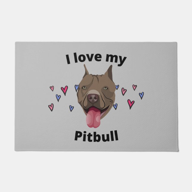 TAPETE "EU AMO MEU PITBULL" MAT DA PORTA. PORTA (Frente)