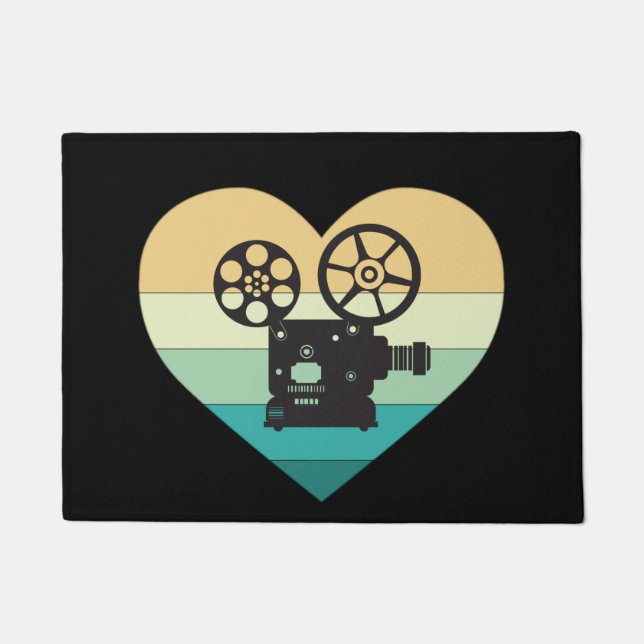 Tapete Eu Amo Projetor de Filme Retro do Cinema (Frente)
