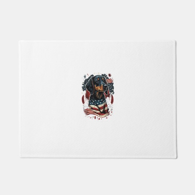 Tapete EUA 4 de julho Dachshund sobre a América Patriótic (Frente)