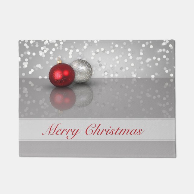 Tapete Exquisite Red and Silver Christmas Tree Balls (Frente)