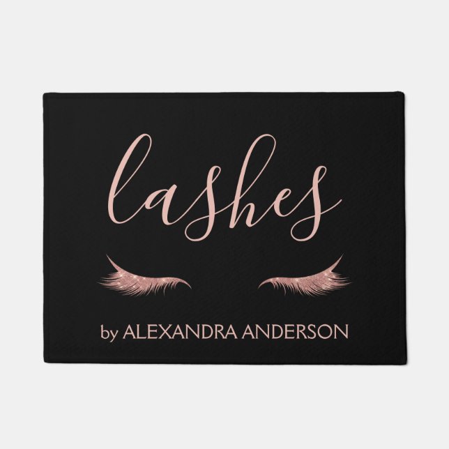Tapete Extensão Eyelash Dourada rosa e brilho (Frente)