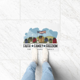 Tapete Faith Family Freedom Rustic Country Door Mat