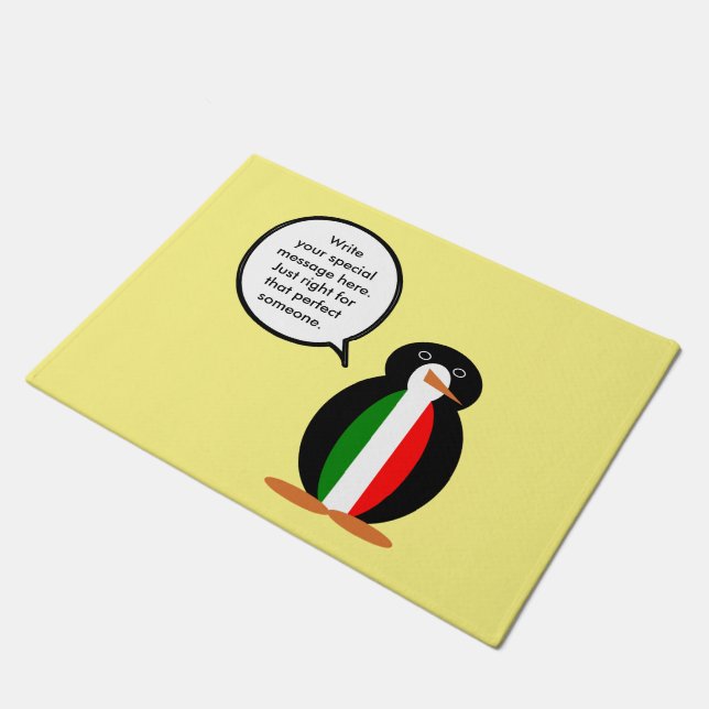 Tapete Falando Italiano Sra. Penguin Personalizada (Inclinado)