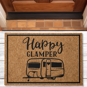 Tapete Família de Camping Personalizado Rústico Feliz Gla