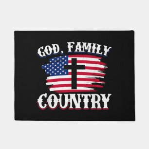 Tapete Família Deus País Americano Bandeira Cross Christi