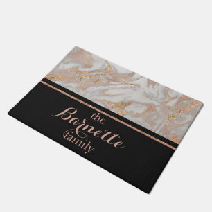 Tapete Família Modern Faux Rosa Dourada Marble Monograma