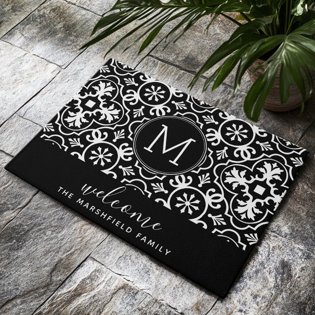 Tapete Família moderna de padrões de fazendeiros bem-vind (Custom Welcome Mat)