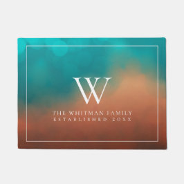 Tapete Família Monograma Abstrato Art Teal Laranja