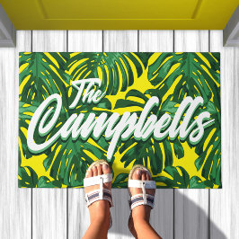 Tapete Família Tropical Nome Verde Amarelo Amarelo Monste