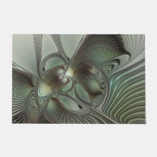 Tapete Fantasia de Arte Fractal da Cinza Olive Sage
