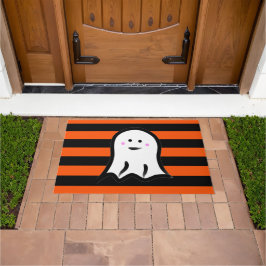 Tapete Fantasma de Halloween em Listras Pretas e Laranjas