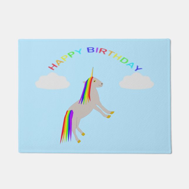 Tapete Fantasy Birthday Unicorn Rainbow and Clouds (Frente)