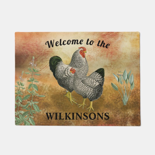 Tapete Farmhouse Chickens Doormat (Frente)