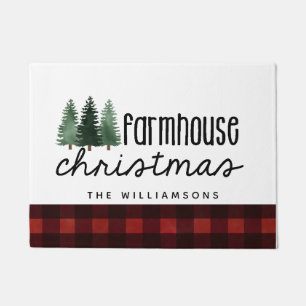 Tapete Farmhouse Christmas Country Xadrez Family Name Woo