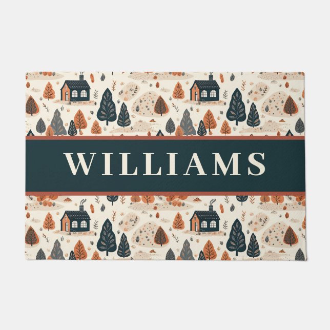 Tapete Farmhouse Fall Deixa Nome da Família Personalizado (Frente)