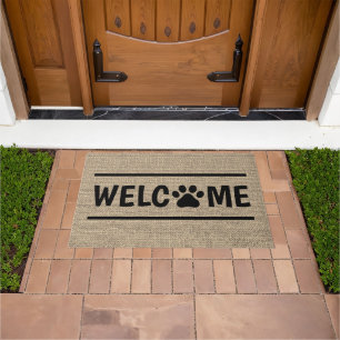 Tapete Faux Jute Vintage Na moda Trendy Welcome Paw