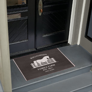 Tapete Fazenda Rancho Cavalo Negro Quadro Branco