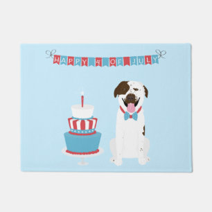 Tapete Feliz 4 de julho Cachorro Vermelho Azul