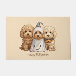 Tapete Feliz Cachorro de Goldendoodle de Halloween