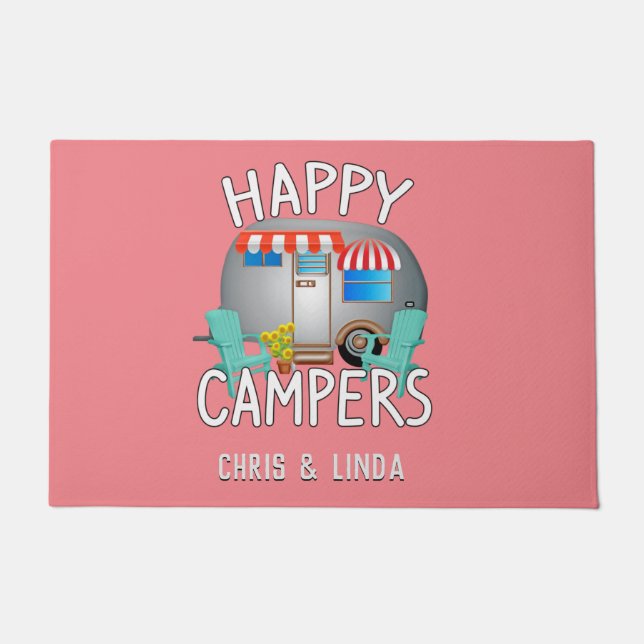 Tapete Feliz Camper| Boas-vindas à Camper Rosa (Frente)