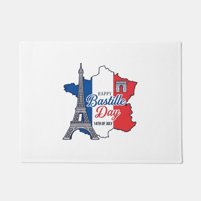 Tapete Feliz Dia da Bastilha França Mapa Torre Eiffel Vec (Frente)