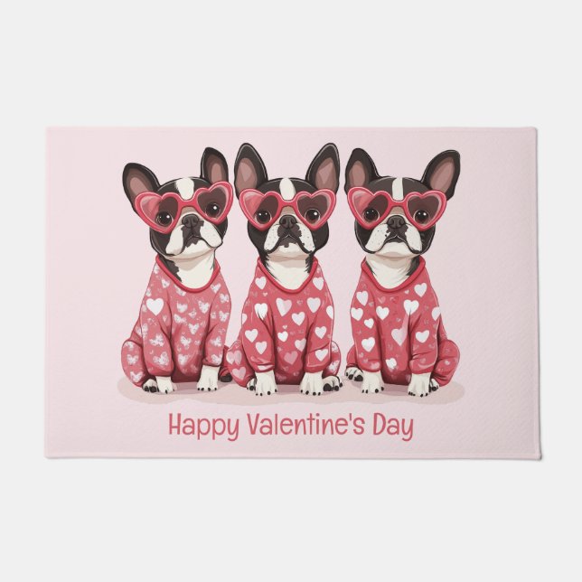 Tapete Feliz Dia dos Namorados Boston Terrier Dogs (Frente)