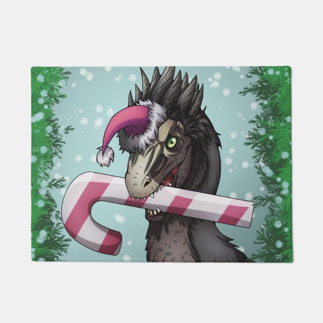 Tapete Feliz Dinossauro de Natal (Frente)