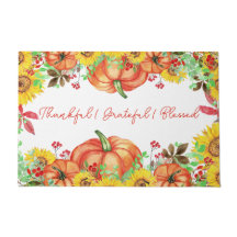 Feliz Grato, Abençoado Rustic Pumpkin Floral