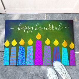Tapete Feliz Hanukkah Script Modern Boho Candles em Verde