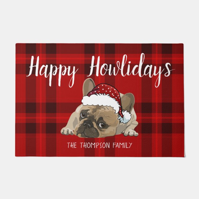 Tapete Feliz Howlidays Engraçado Red Buldogue francês de  (Frente)